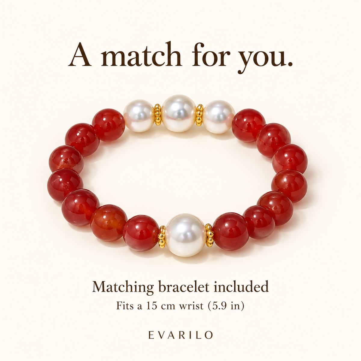 Matching bracelet included, fits a 15 cm wrist