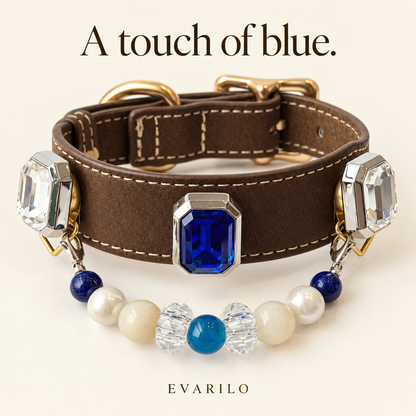 EVARILO Azure Beaded Pet Collar — ornament design