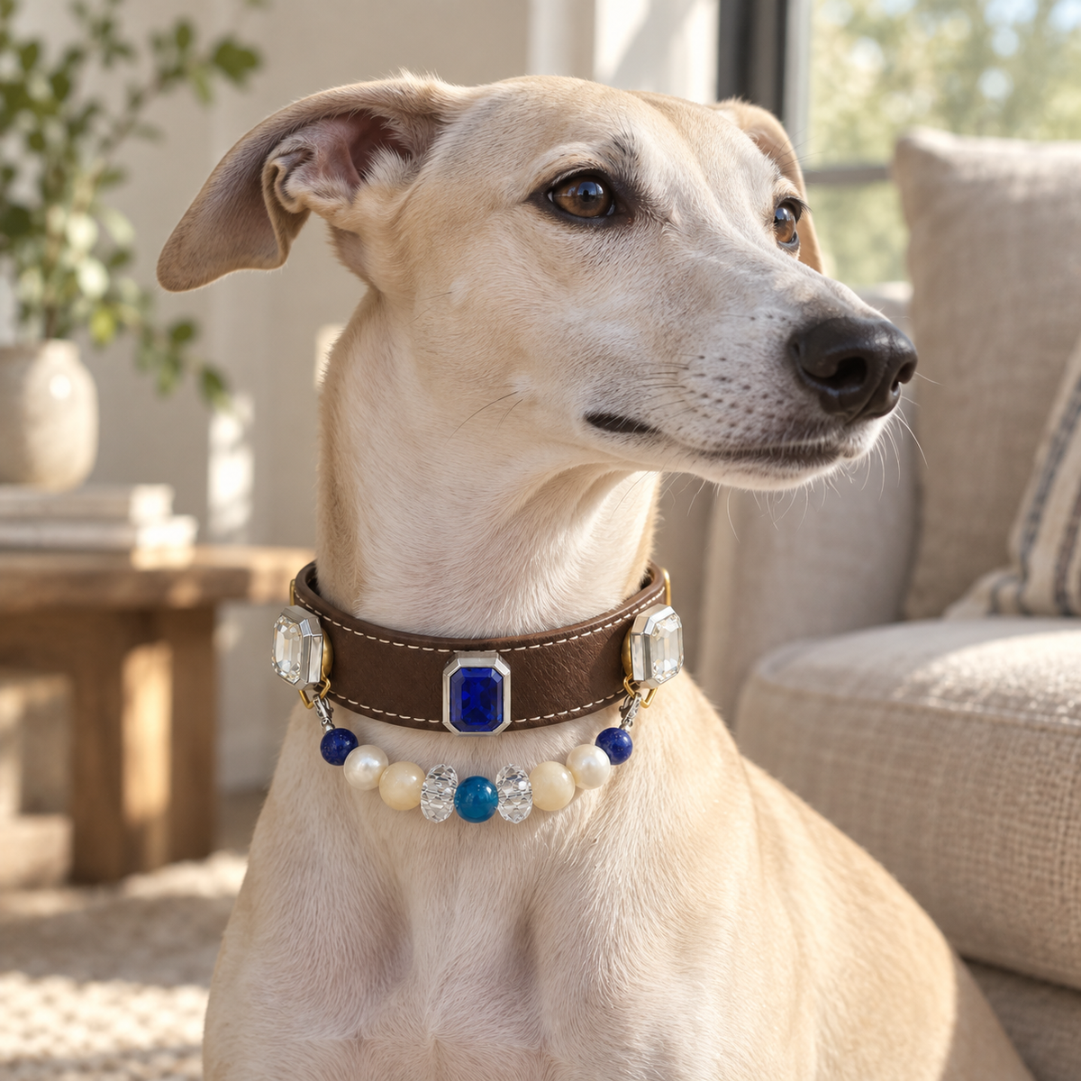 Dog wearing the EVARILO pet collar.