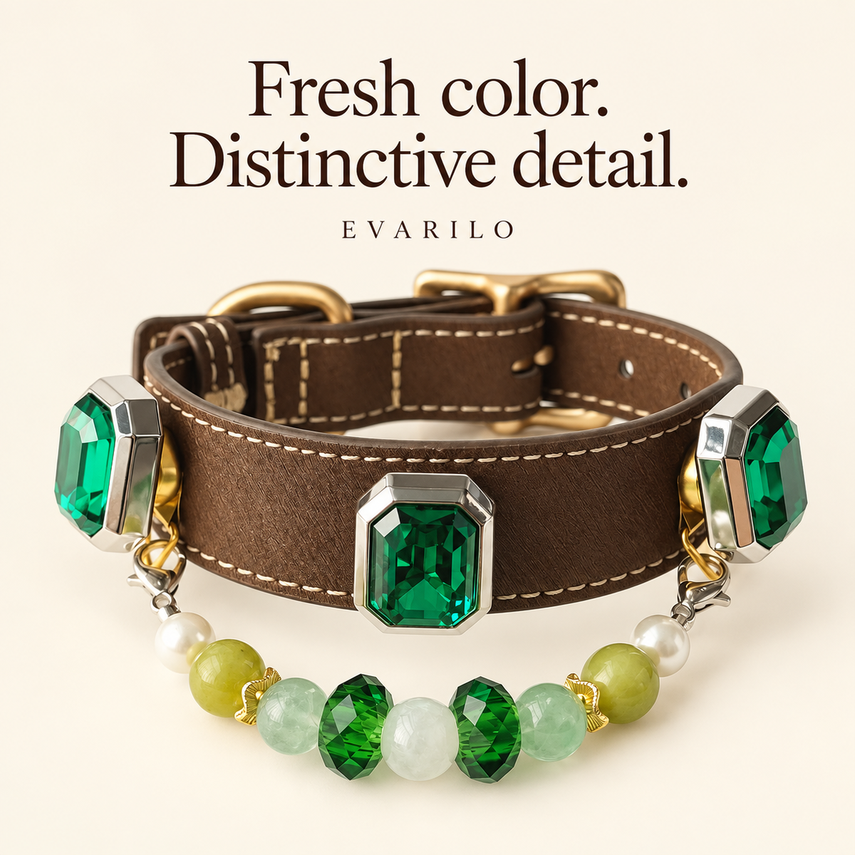 EVARILO Verdant Beaded Pet Collar — ornament design
