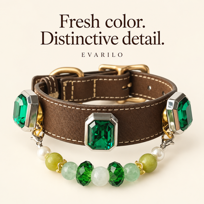 EVARILO Verdant Beaded Pet Collar — ornament design