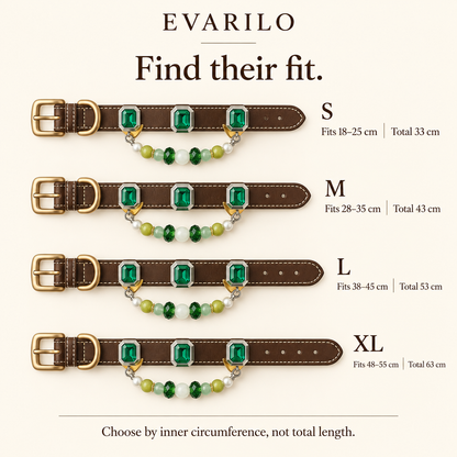 EVARILO Verdant Beaded Pet Collar — size guide
