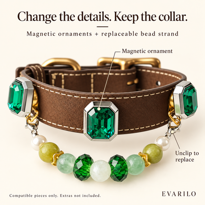 Magnetic gemstone ornaments and replaceable hanging bead strand