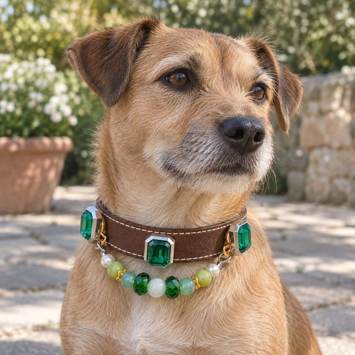 Dog wearing the EVARILO pet collar.
