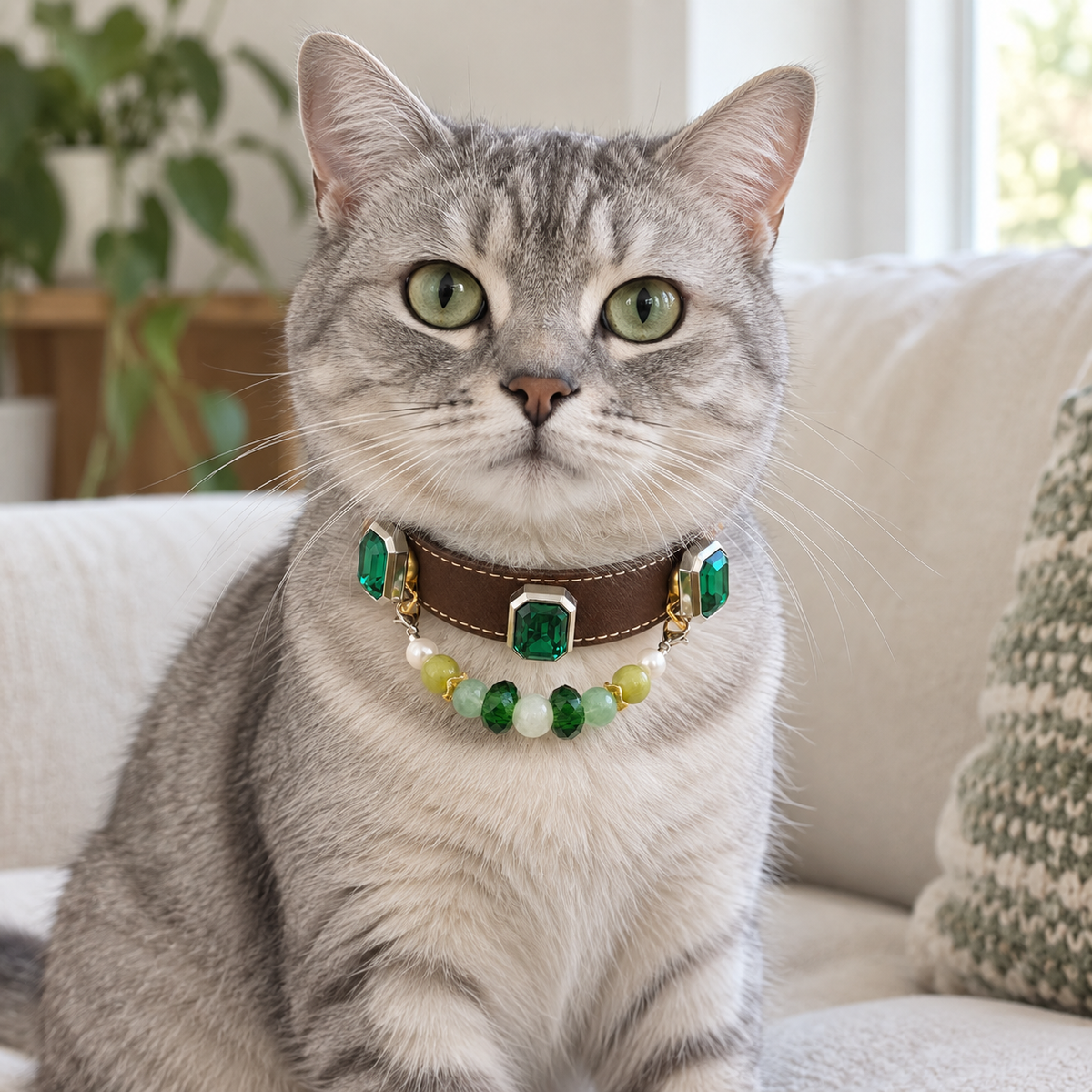Cat wearing the EVARILO pet collar.