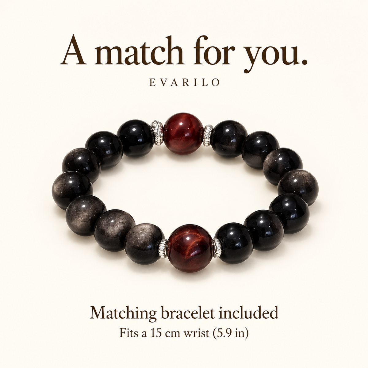 Matching bracelet included, fits a 15 cm wrist
