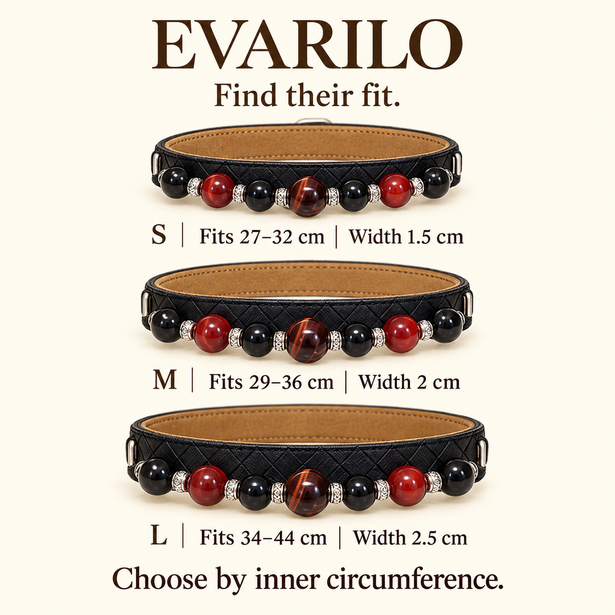 EVARILO Ember Beaded Pet Collar — size guide