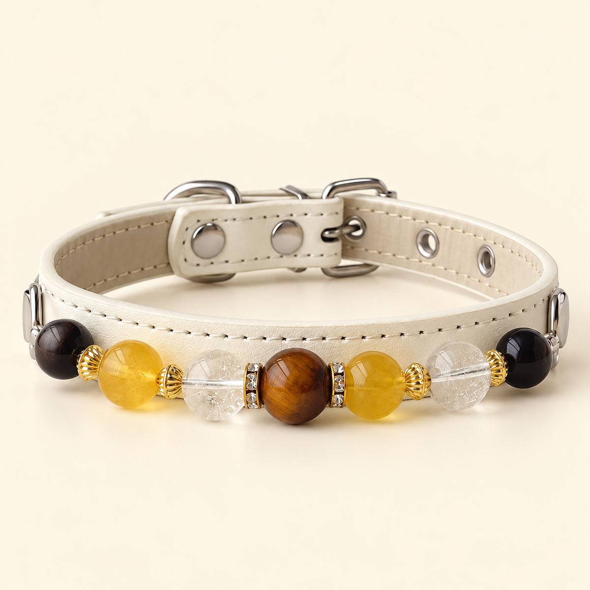 EVARILO Golden Hour Beaded Pet Collar — product view