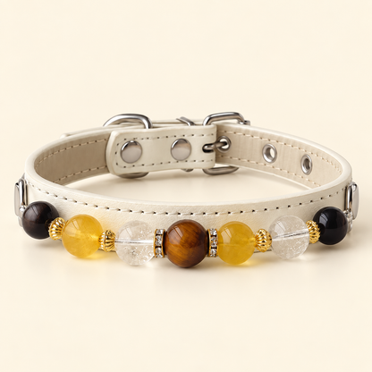 EVARILO Golden Hour Beaded Pet Collar — product view
