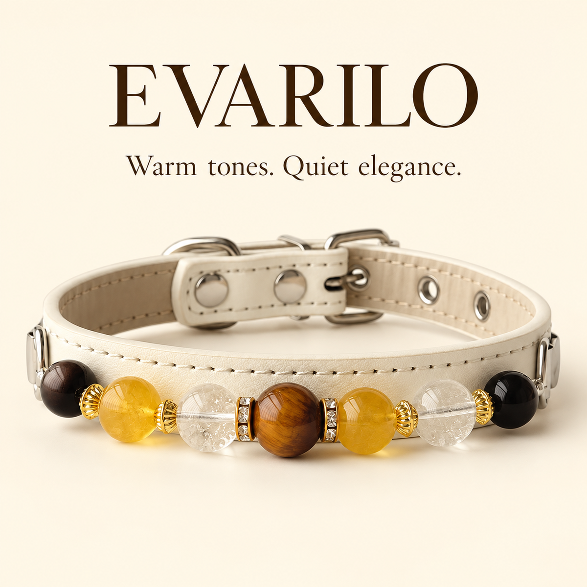 EVARILO Golden Hour Beaded Pet Collar — ornament design