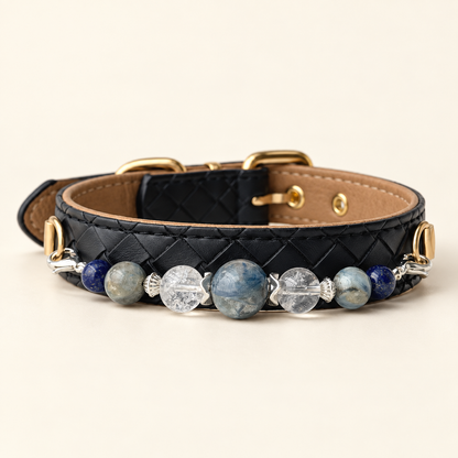 EVARILO Blue Mist Beaded Pet Collar — product view