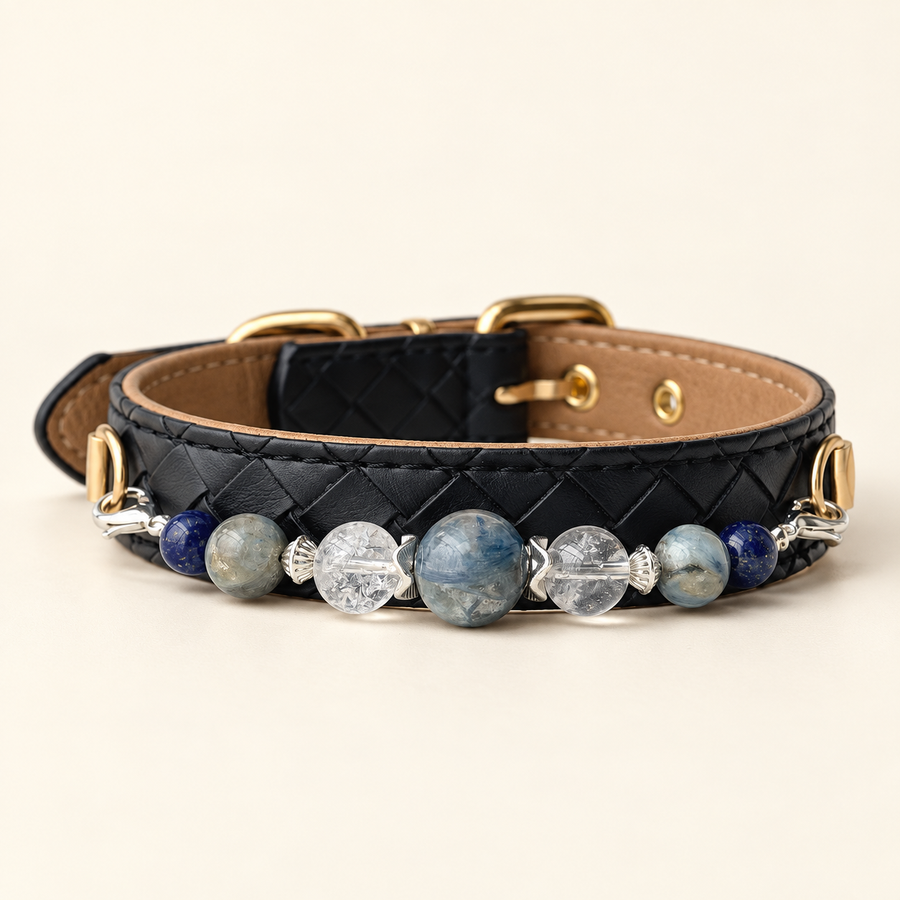 EVARILO Blue Mist Beaded Pet Collar — product view