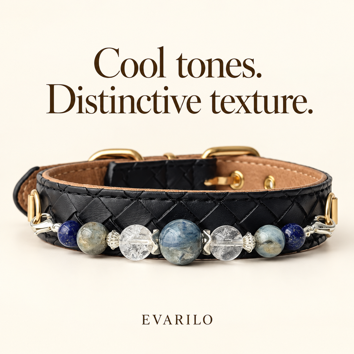 EVARILO Blue Mist Beaded Pet Collar — ornament design