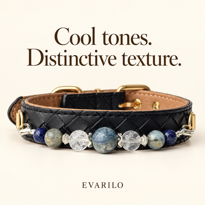 EVARILO Blue Mist Beaded Pet Collar — ornament design