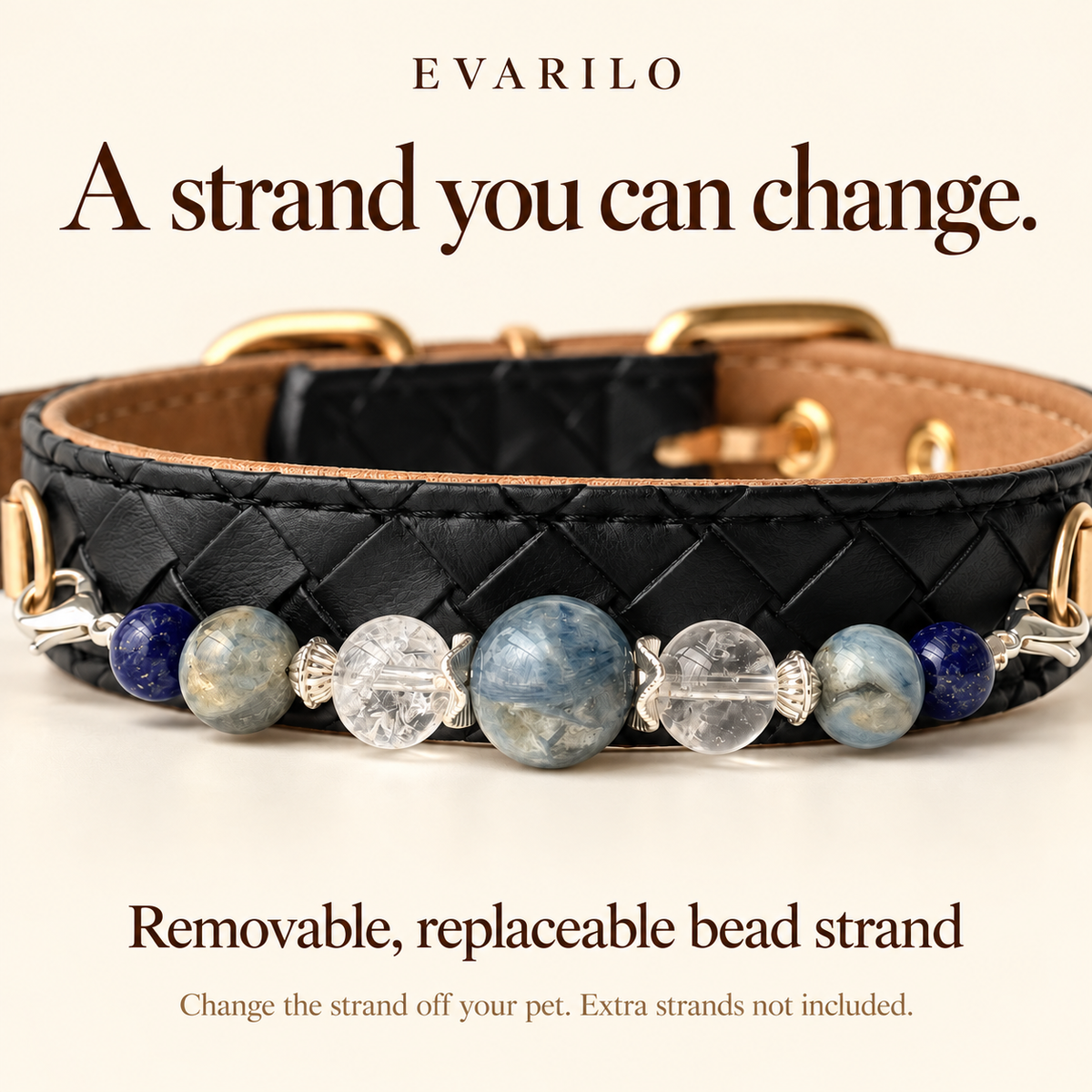 Collar with removable, replaceable bead strand