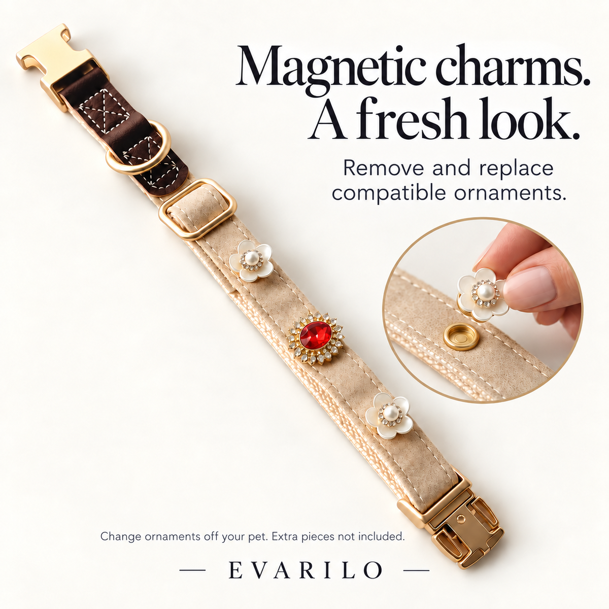 Recessed magnetic bases and interchangeable gemstone ornaments